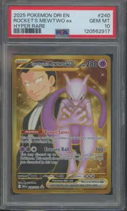 Pokemon TCG Team Rocket's Mewtwo ex 240/182 Destined Rivals Hyper Rare PSA 10 - Image 1