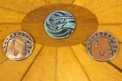 Gold PIKACHU Pokemon Coin Glitter PALKIA Token Pog Pokemon TCG Collectable JAPAN - Image 1