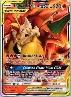 CHARIZARD & BRAIXEN GX TAG TEAM ~POKEMON Cosmic Eclipse 🔥 (22/236) ~LOOK! - Image 1