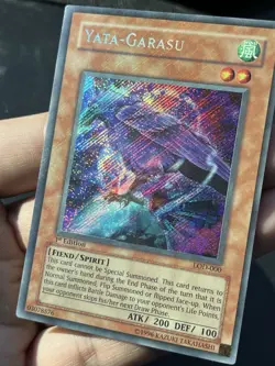 Yugioh Yata Garasu LOD-000 1st Edition Secret Rare Holo Bleed Mint Pack Fresh - Image 2