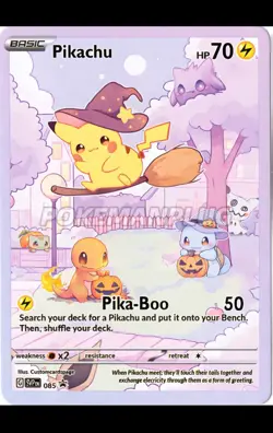 Pikachu Halloween Non Holo Pokemon Card VMAX EX GX ACG V Star custom - Image 1