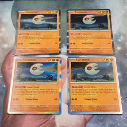 4x Lunatone Rare 074/132 Holo Mega Evolution Pokemon TCG Near Mint Card Playset - Image 2