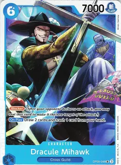 One Piece Emperors in the New World Dracule Mihawk Foil Card OP09-048 - Image 1