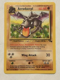 Pokemon TCG Aerodactyl Fossil Card 16/62 Unimited Rare Non Holo - Image 1
