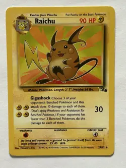 Pokemon TCG Raichu 29/62 Fossil Unlimited Non-Holo Card - Image 1