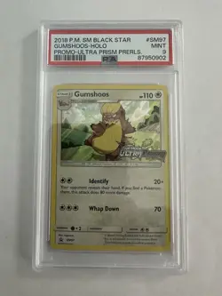 Gumshoos SM97 PreRelease HOLO PROMO Black Star Pokemon Card PSA 9 Graded Mint - Image 1