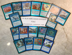 Lot of 18 BLUE FOIL rare, uncommon + common MERCADIAN MASQUES MTG Unplayed NM - Image 1