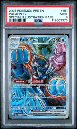 2025 POKEMON PRISMATIC EVOLUTIONS SPECIAL ILLUSTRATION RARE PALAFIN EX PSA 9 - Image 1