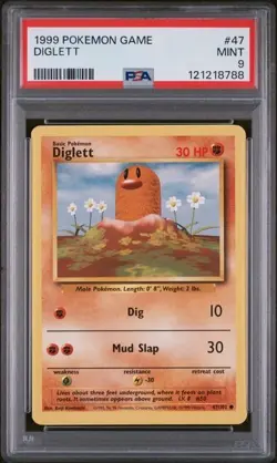 1999 POKEMON GAME BASE SET 1999-2000 #47 DIGLETT PSA 9 - Image 1