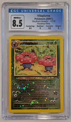 Pokemon Vileplume 17/18 Reverse Holo 2001 Southern Islands CGC 8.5 NM/Mint + - Image 2