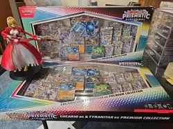 Pokemon Prismatic Evolutions Lucario & Tyranitar EX Premium Collection (x2) - Image 1