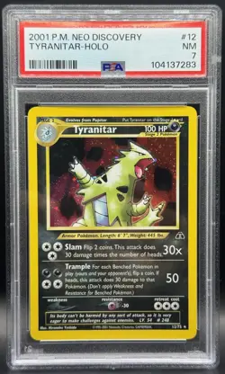 Pokemon TCG PSA 7 Tyranitar Holo Neo Discovery WOTC 12/75 - Image 1