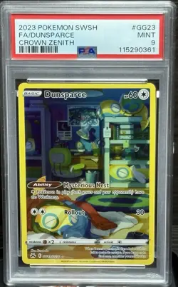 2023 Pokemon Crown Zenith Dunsparce Full Art #GG23 Holo Rare PSA 9 Mint - Image 1