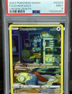 2023 Pokemon Crown Zenith Dunsparce Full Art #GG23 Holo Rare PSA 9 Mint - Image 2