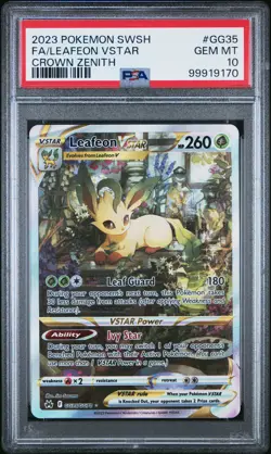 2023 POKEMON SWORD & SHIELD CROWN ZENITH #GG35 FULL ART/LEAFEON VSTAR PSA 10 - Image 1