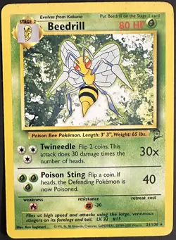 Pokemon Card - Beedrill 21/130 Base Set 2 Rare - Image 1