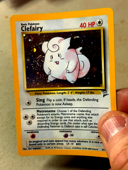Clefairy 6/130 Holo Unlimited Holo Rare SWIRL Base Set 2 MP Pokemon Card - Image 1