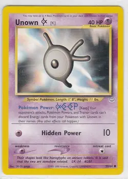 M) Pokemon Nintendo GAMEFREAK Collector Trading Card Unown 58/64 40HP - Image 1