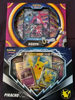 Pokemon TCG: Hoopa V Box (x1) & Pikachu V Box (x1) - Sealed & New - Image 1