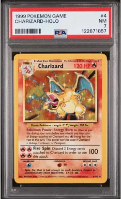 1999 POKEMON BASE SET UNLIMITED #4 CHARIZARD-HOLO PSA 7 - Image 1