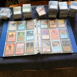 6 Pages of VERY OLD Cards Collection in Binder with an extra 1000 Bulk MTG Lot - Image 1