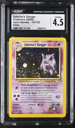CGC 4.5 Sabrina's Gengar 2000 Gym Heroes 14/132 Holo Pokemon Card - Image 1