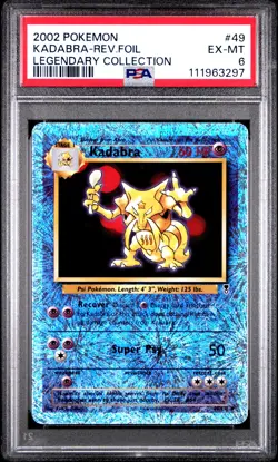 2002 POKEMON LEGENDARY COLLECTION #49 KADABRA-REVERSE FOIL PSA 6 - Image 1