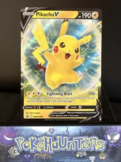 Pokemon Card Pikachu V Half Art Rare SWSH198 Black Star Promo Near Mint - Image 1