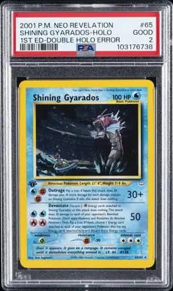2001 POKEMON NEO REVELATION 1ST ED DOUBLE HOLO ERR SHINING GYARADOS-HOLO PSA 2 - Image 1
