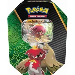 Pokemon TCG Divergent Powers Tin Hisuian Decidueye V with 4 Booster Packs! - Image 1