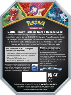 Pokemon TCG Divergent Powers Tin Hisuian Decidueye V with 4 Booster Packs! - Image 2