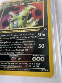 TYRANITAR Holo #12/75 2001 Neo Discovery Pokemon TCG PSA 9 MINT Unlimited - Image 3