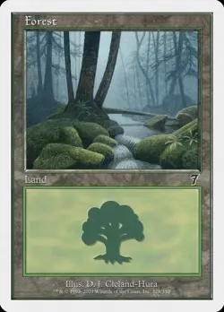 Forest (328) 7th Edition HEAVILY PLD Basic Land MAGIC GATHERING CARD ABUGames - Image 1