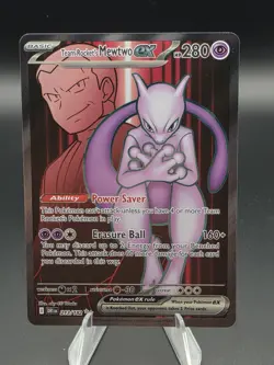 Pokemon TCG Destined Rivals Team Rocket's Mewtwo EX Full Art Card 213/182 - Image 1