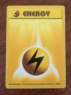 Pokemon Base Set YELLOW Lightning Energy Card 100/102 Wizards of The Coast 1999 - Image 1