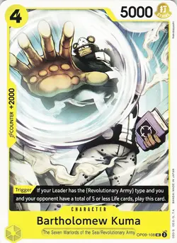 One Piece Emperors in the New World Bartholomew Kuma Card OP09-108 - Image 1