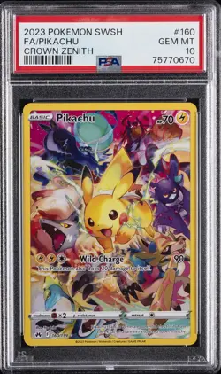 2023 POKEMON SWORD & SHIELD CROWN ZENITH #160 FULL ART/PIKACHU PSA 10 - Image 1