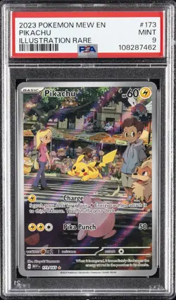 2023 POKEMON MEW EN-151 ILLUSTRATION RARE #173 PIKACHU PSA 9 - Image 1