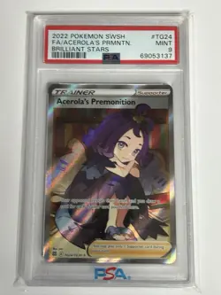 PSA 9 Acerola's Premonition Brilliant Stars TG24/TG30 Holo Full Art Pokemon Mint - Image 1