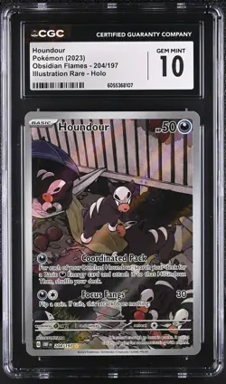 HOUNDOUR Obsidian Flames Illustration Rare #204 CGC 10 Gem Mint Pokemon - Image 1