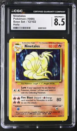 CGC 8.5 Ninetales 1999 Base Set 12/102 Holo Pokemon Card - Image 1