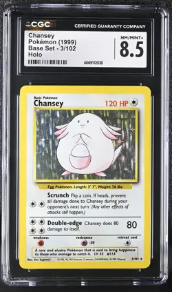 CGC 8.5 Chansey 1999 Base Set 3/102 Holo Pokemon Card - Image 1
