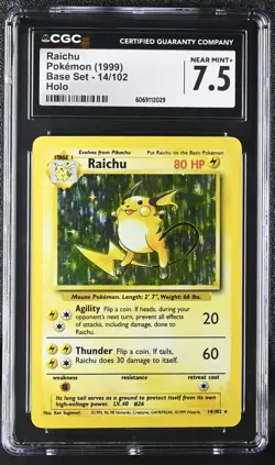 CGC 7.5 Raichu 1999 Base Set 14/102 Holo Pokemon Card - Image 1