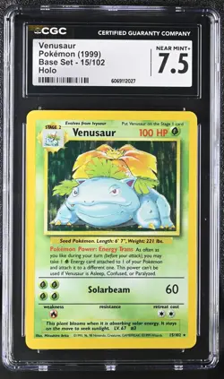 CGC 7.5 Venusaur 1999 Base Set 15/102 Holo Pokemon Card - Image 1