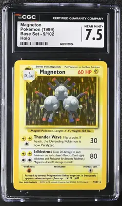 CGC 7.5 Magneton 1999 Base Set 9/102 Holo Pokemon Card - Image 1