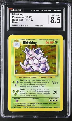 CGC 8.5 Nidoking 1999 Base Set 11/102 Holo Pokemon Card - Image 1