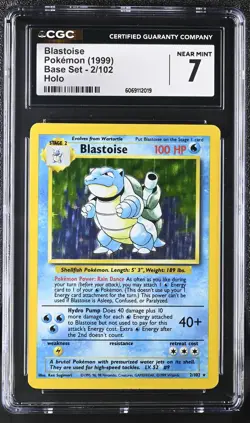 CGC 7 Blastoise 1999 Base Set 2/102 Holo Pokemon Card - Image 1