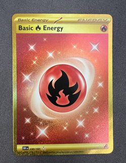 Pokemon Basic Fire Energy Sv03: Obsidian Flames 230/197 Gold Hyper Rare Card - Image 1