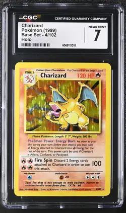 CGC 7 Charizard 1999 Base Set 4/102 Holo Pokemon Card - Image 1