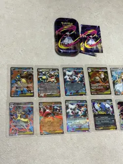Pokemon Mega Evolution Card Lot with Tin - Holo Rare and EX Cards Collection - Image 1